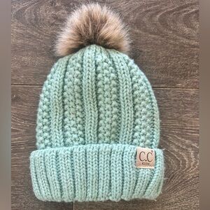 C.C Kids Mint Knit Pom Beanie